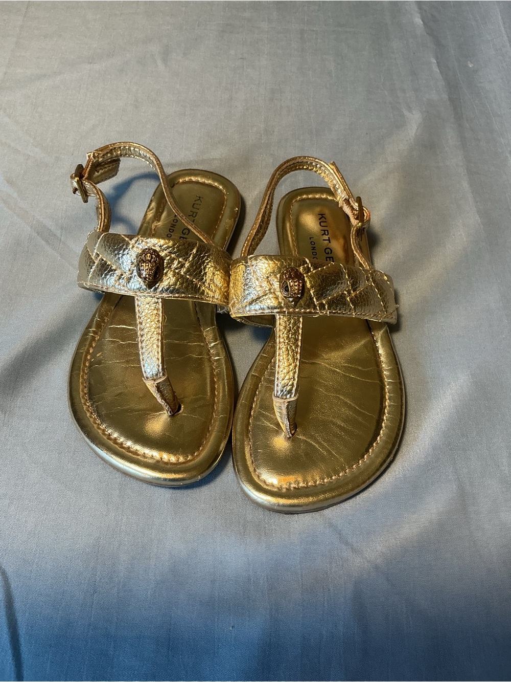 Kurt Geiger Metallic Gold T-Strap Kids Sandals